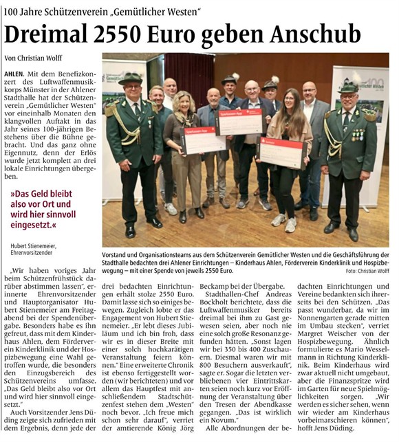Spendenübergabe Benefizkonzert
